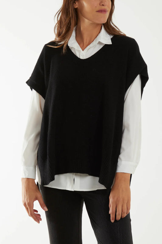 Nova of London V-Neck Side Split Knit Vest