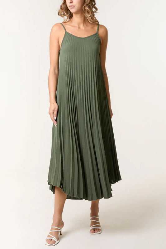 Nova of London Pleated Cami Strap Midi Dress