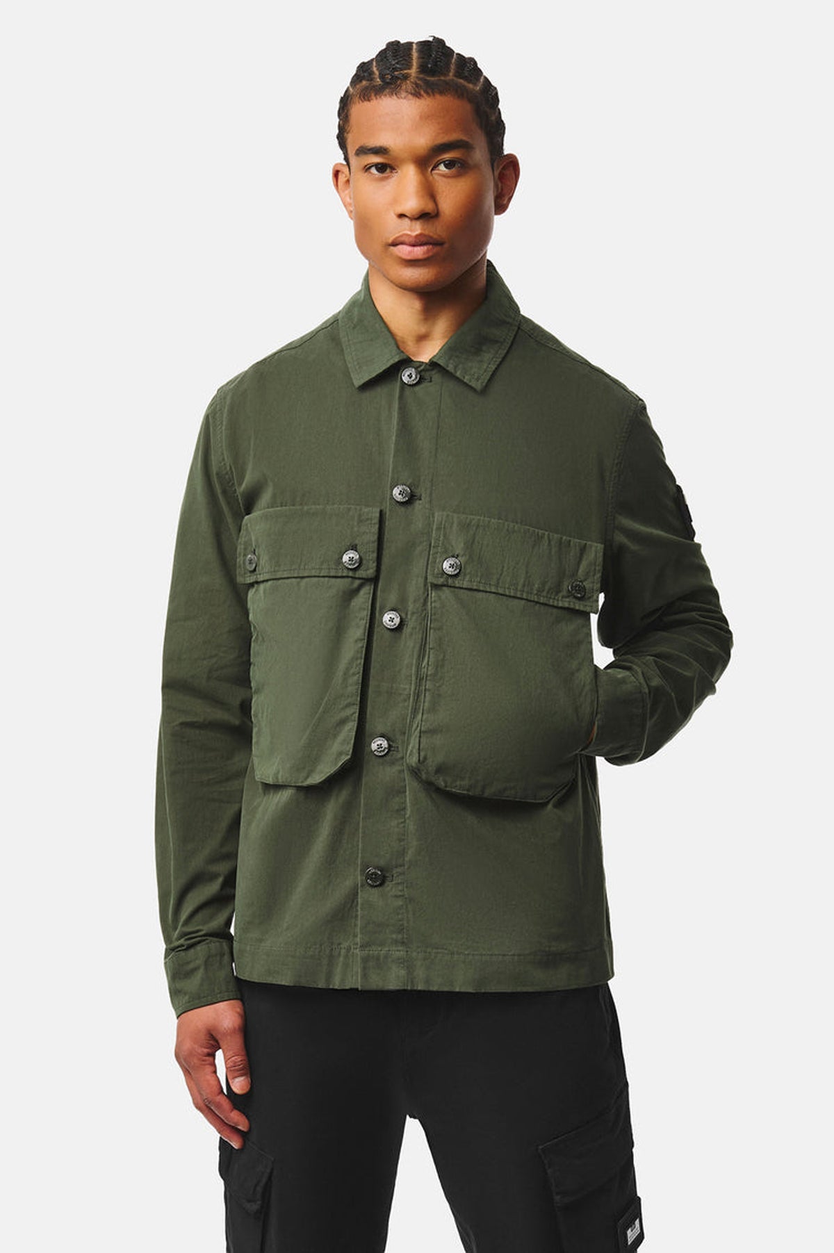Weekend Offender Pancho Over-Shirt Black Forest Green