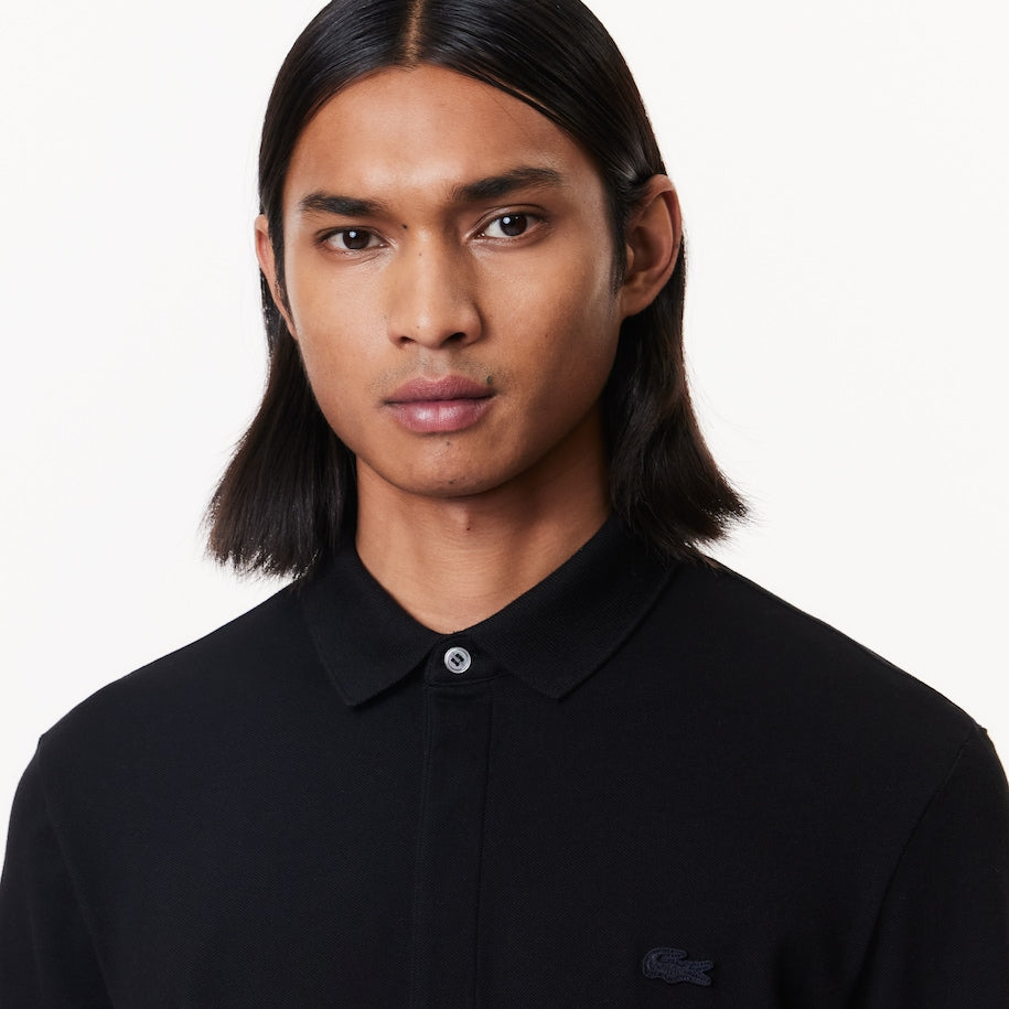 Black long sleeve lacoste polo shirt best sale