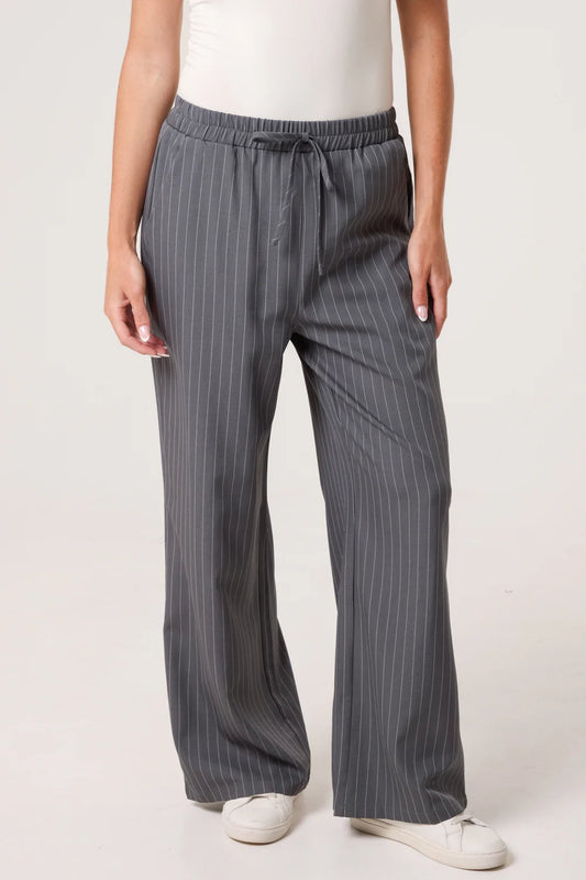 Nova of London Elasticated Pinstripe Wide Leg Trousers