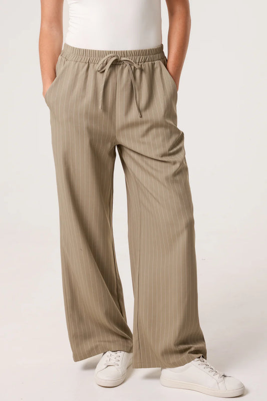 Nova of London Elasticated Pinstripe Wide Leg Trousers