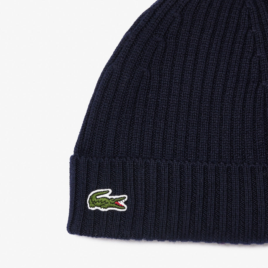 Lacoste Rib Knit Beanie Midnight Blue