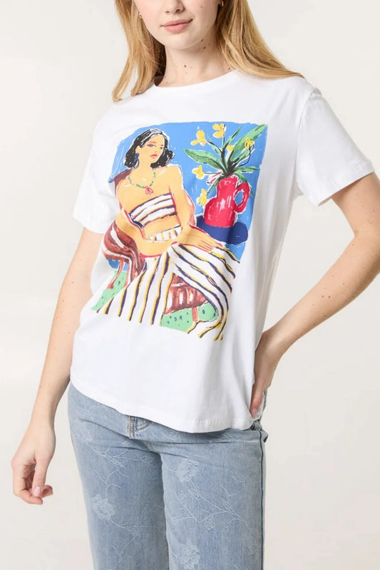 Nova of London Abstract Girl & Flower T-Shirt