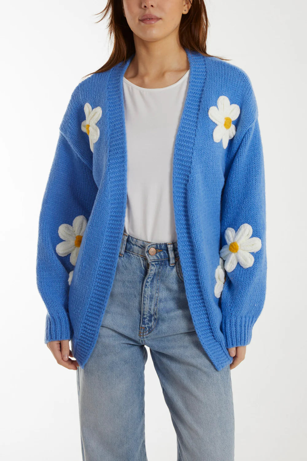 Nova of London Flocking Daisy Flower Open Cardigan