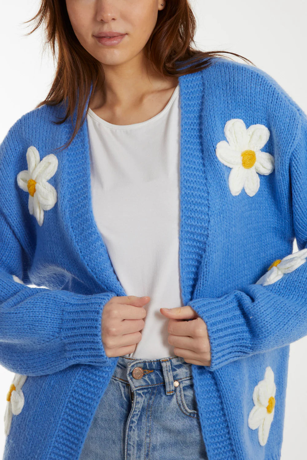 Nova of London Flocking Daisy Flower Open Cardigan