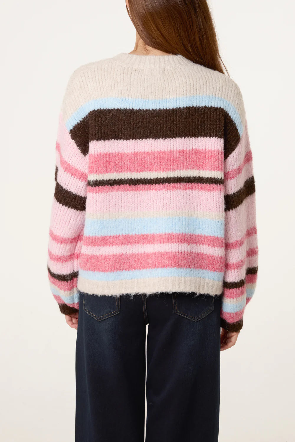 Nova of London Marble Button Striped Knit Cardigan