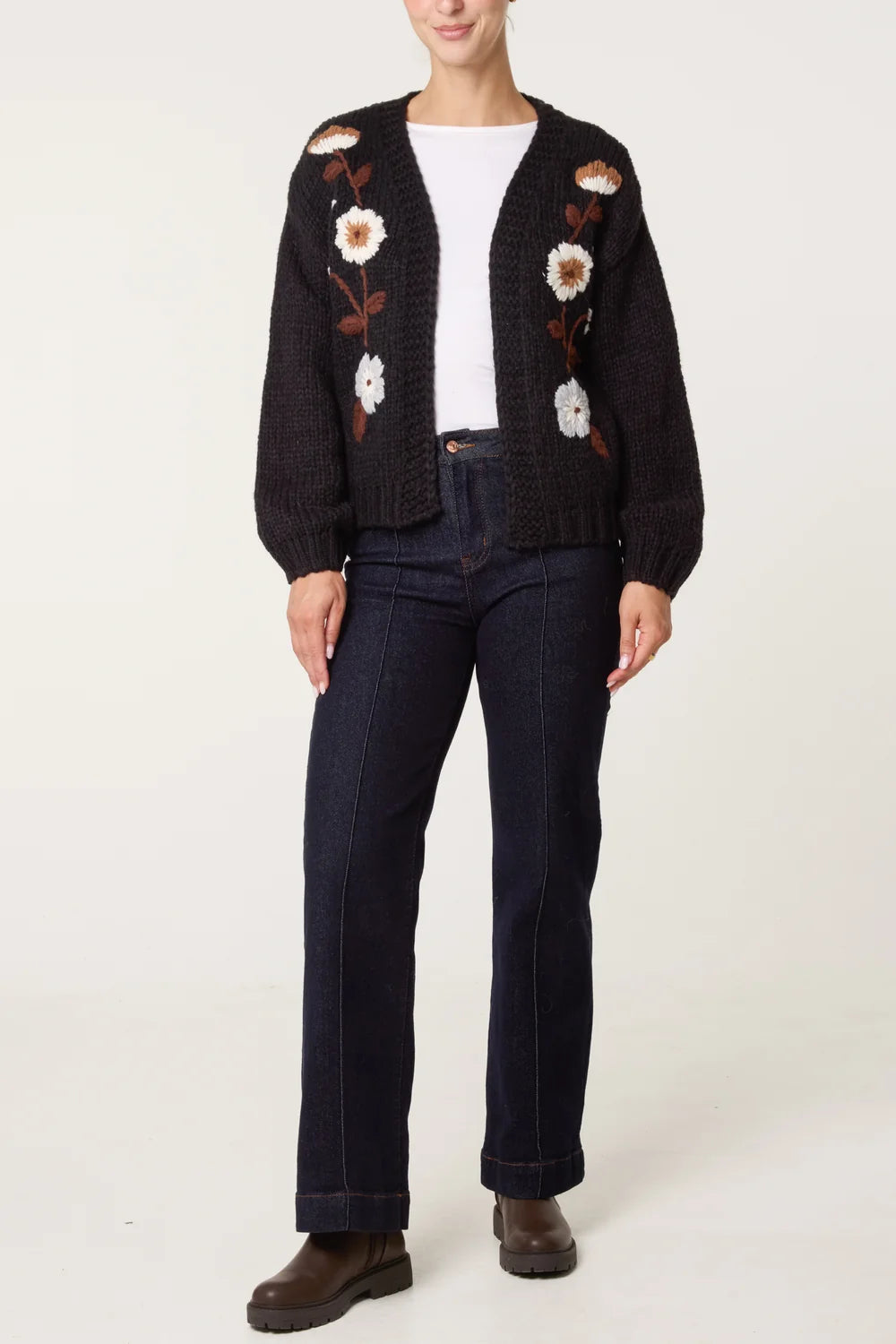 Nova of London Embroidered Flower Knit Cardigan