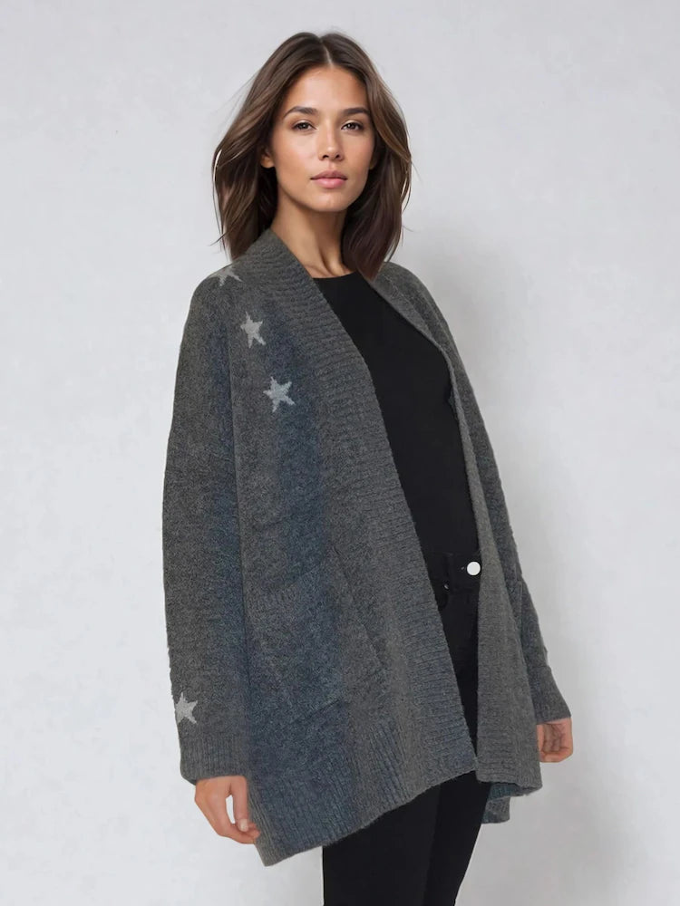 Religion Charcoal Grey Wild Heart Long Line Appliqué Cardigan