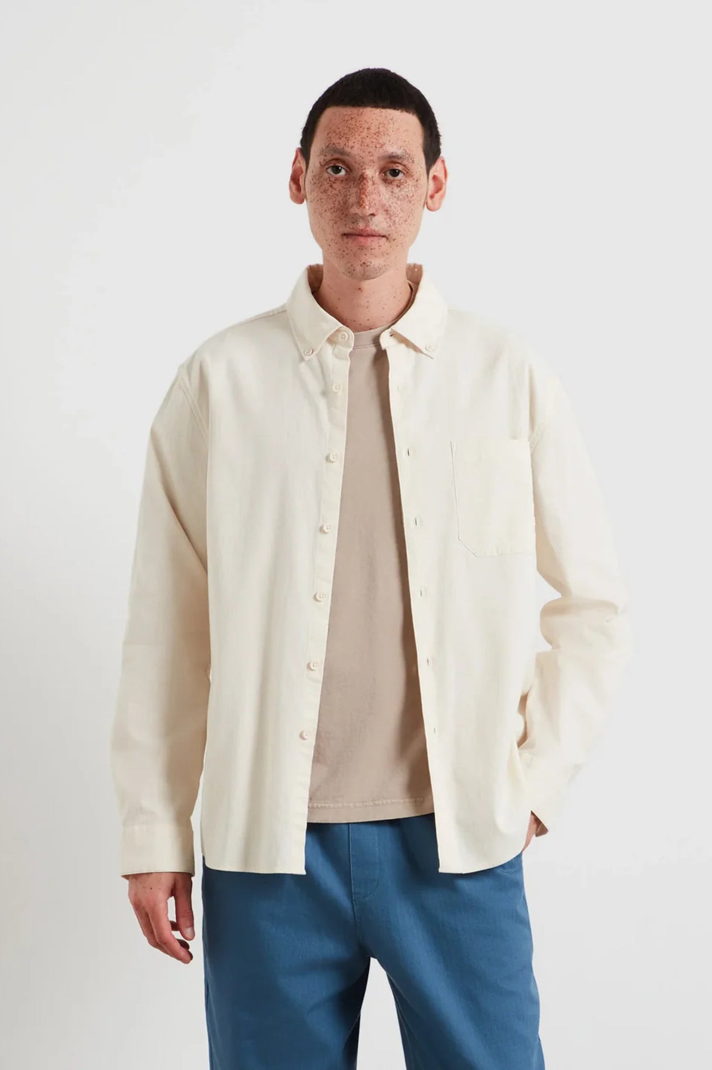 Farah Netherton Bedford Cord Shirt In Ecru