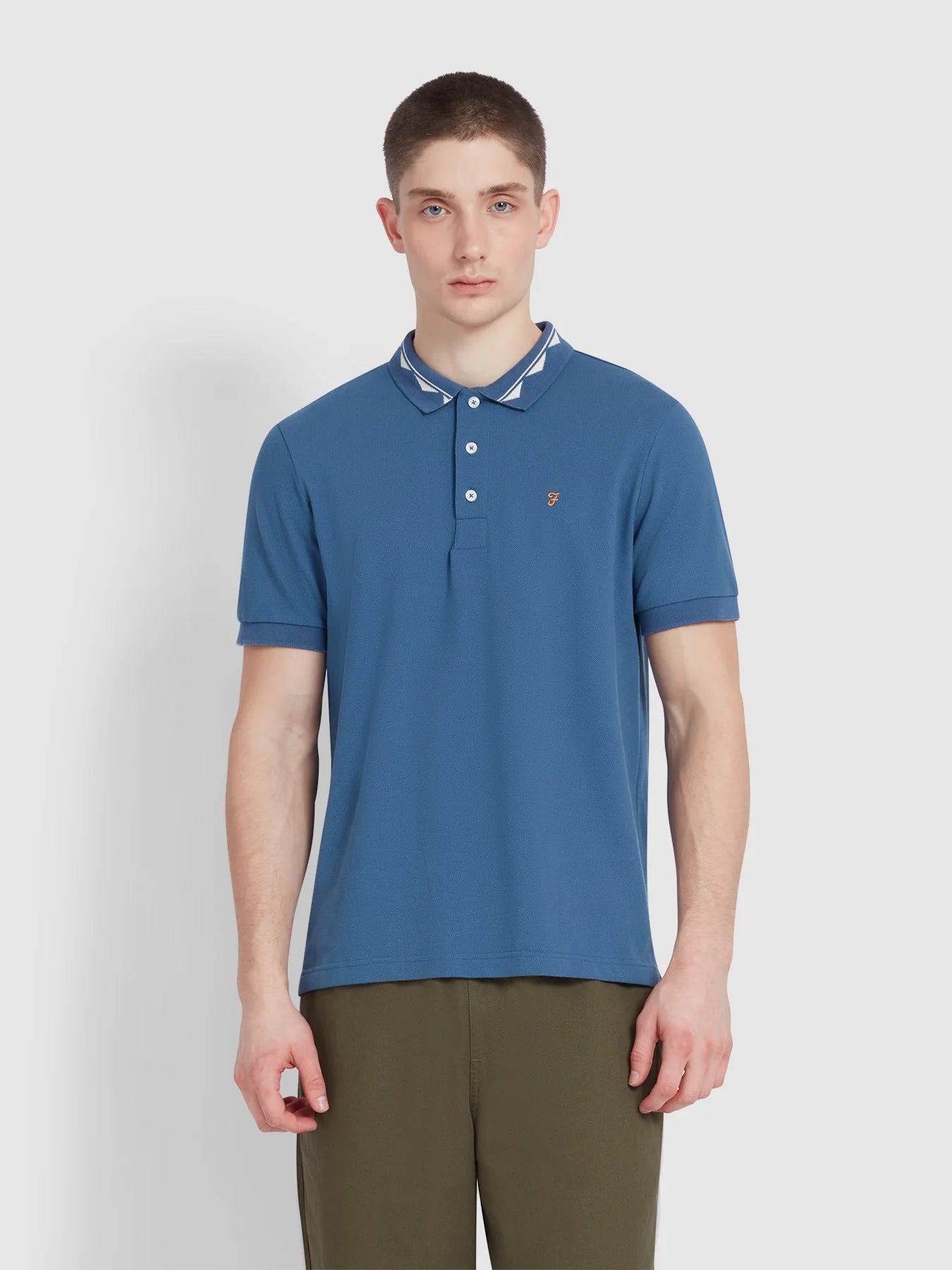 Farah Reeves Zig Zag Tipped Collar Polo Shirt
