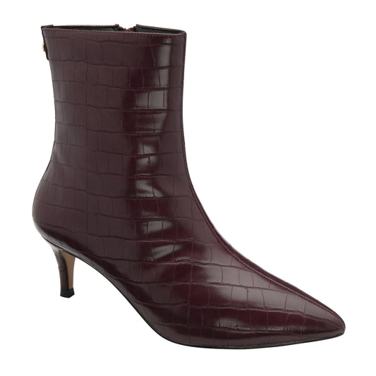 Bordo Croc-Print Currans Pointed-Toe Ankle Boots | Ravel