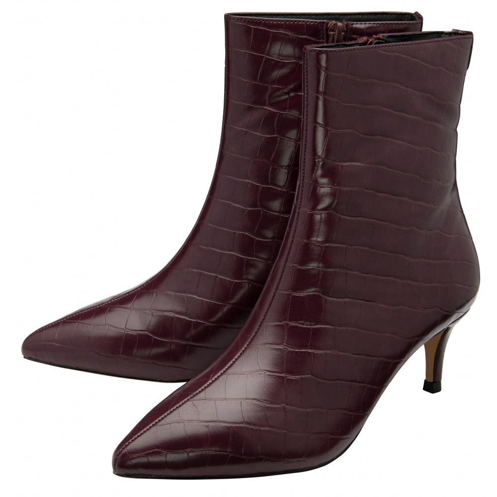 Bordo Croc-Print Currans Pointed-Toe Ankle Boots | Ravel