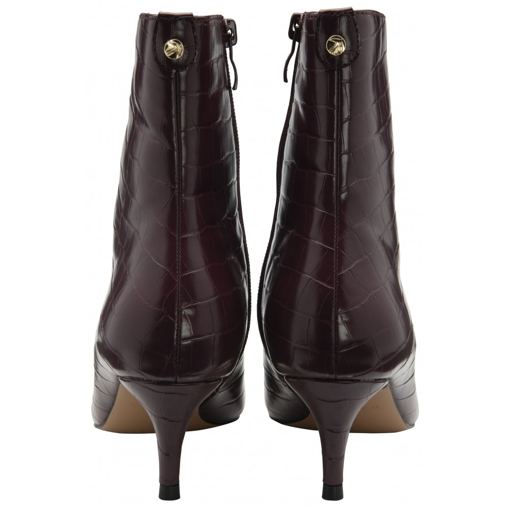 Bordo Croc-Print Currans Pointed-Toe Ankle Boots | Ravel