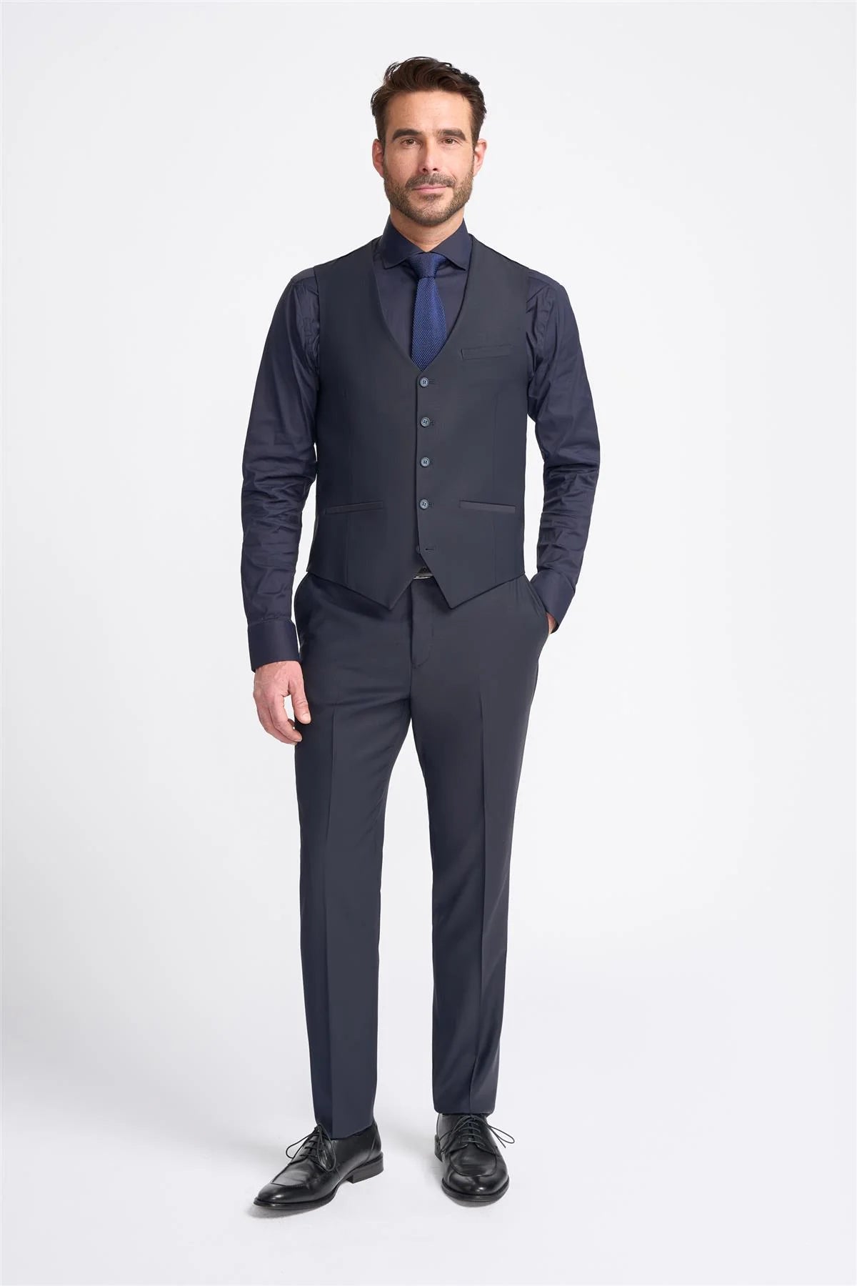 Cavani Bond Wool Rich Midnight Navy Waistcoat
