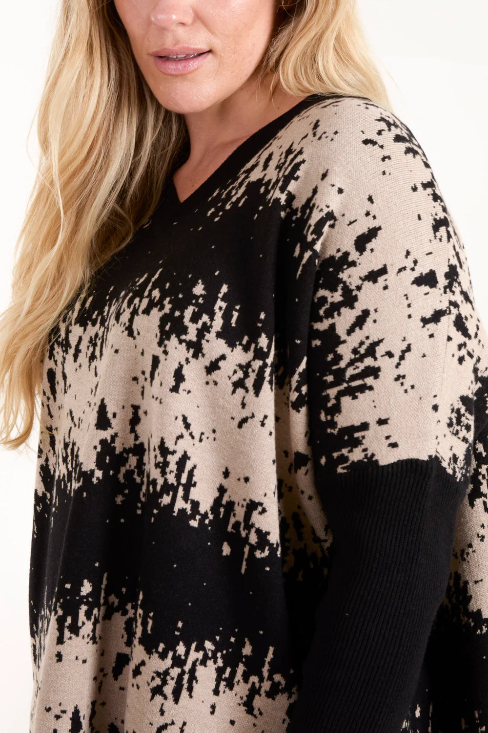 Nova of London V-Neck Abstract Animal Print Jumper