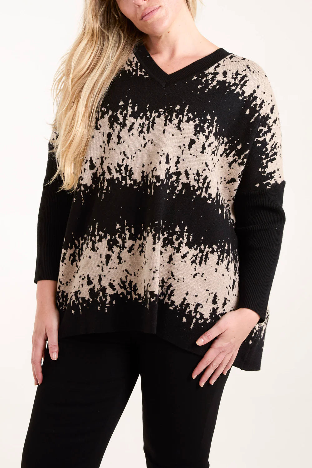 Nova of London V-Neck Abstract Animal Print Jumper