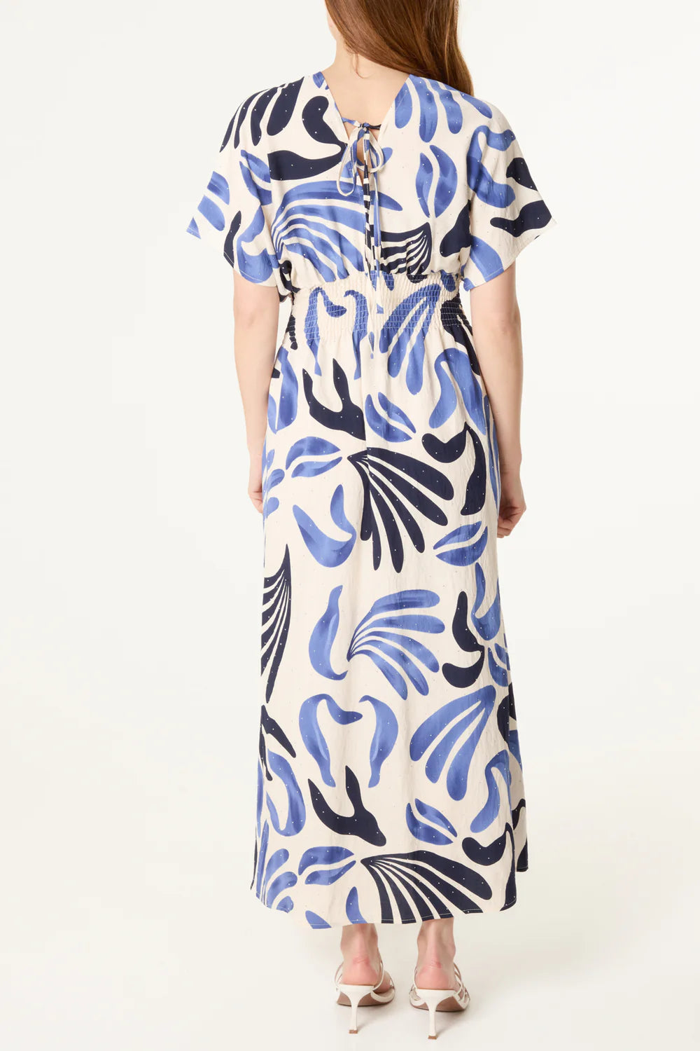 Nova of London Abstract Leaf Print Embellished Dress
