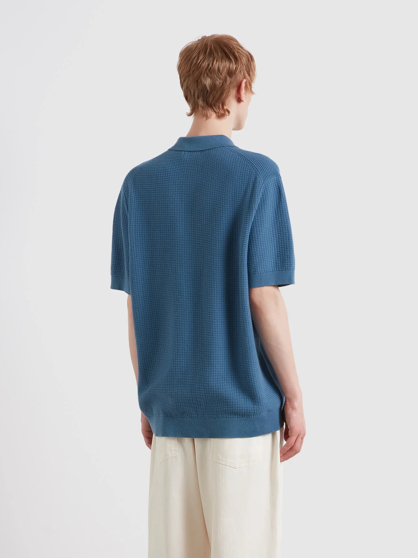 Farah Thornley Knitted Polo Shirt In Blue Tide