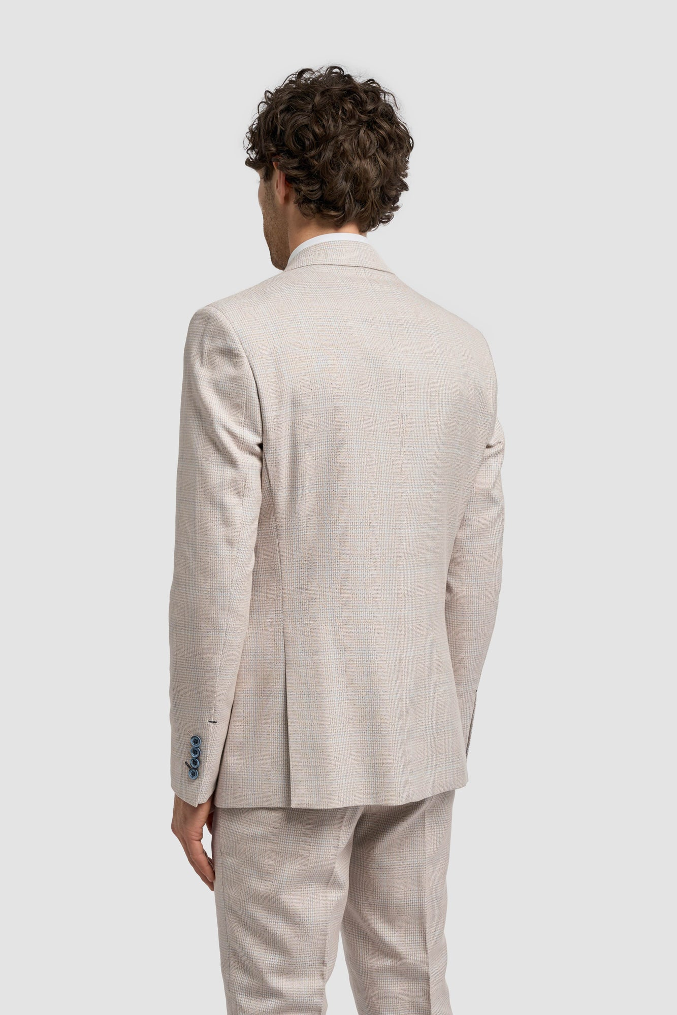 Cavani Caridi Beige Check Slim Fit Blazer