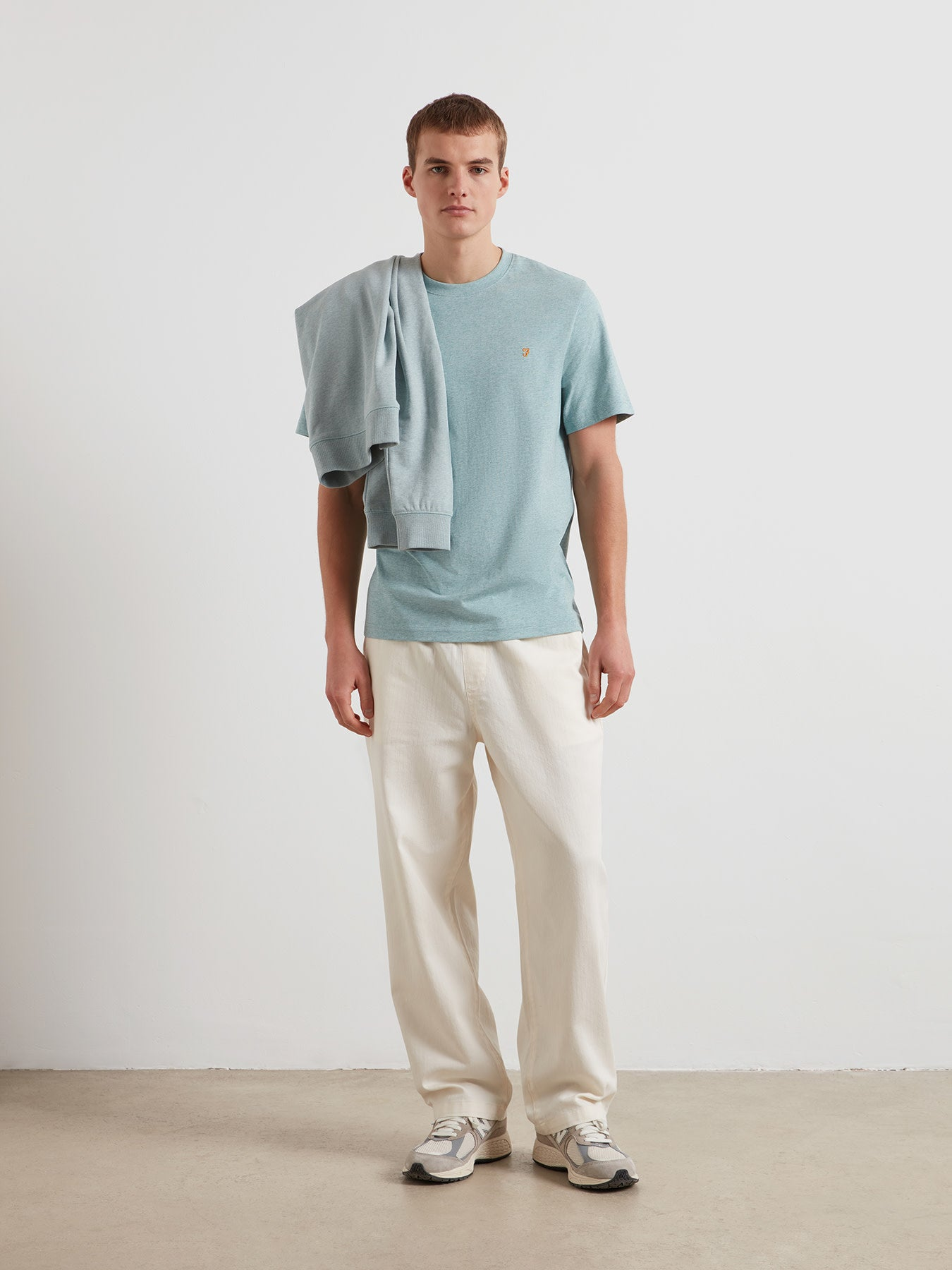 Farah Danny Regular Fit Organic Cotton T-Shirt In Green Mist Marl