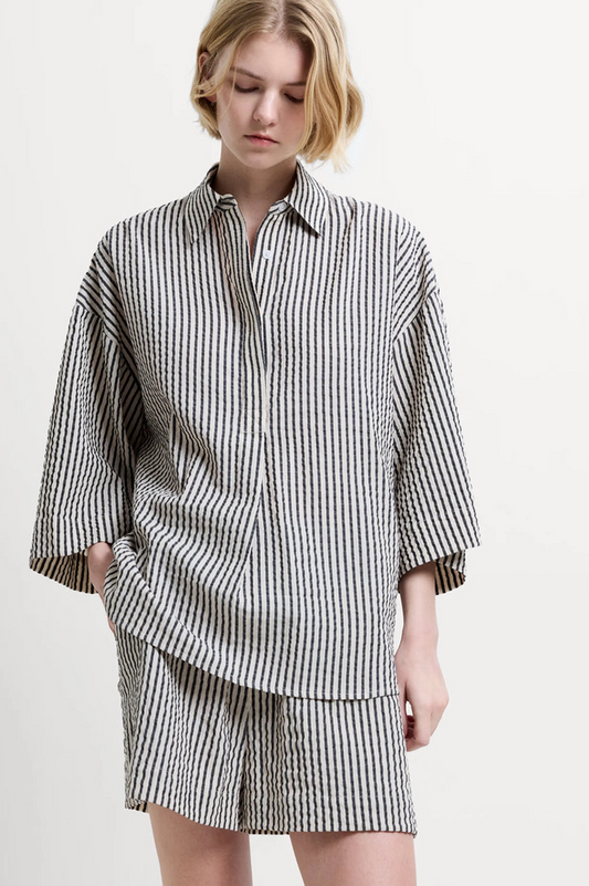 French Connection Lia Seersucker Striped Shirt
