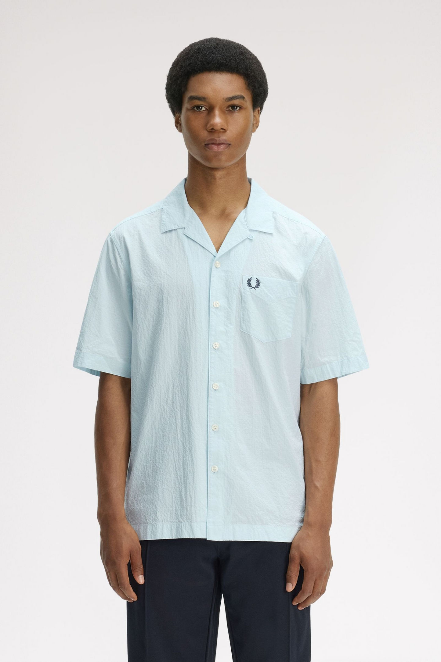 Fred Perry Seersucker Revere Collar Shirt M2471