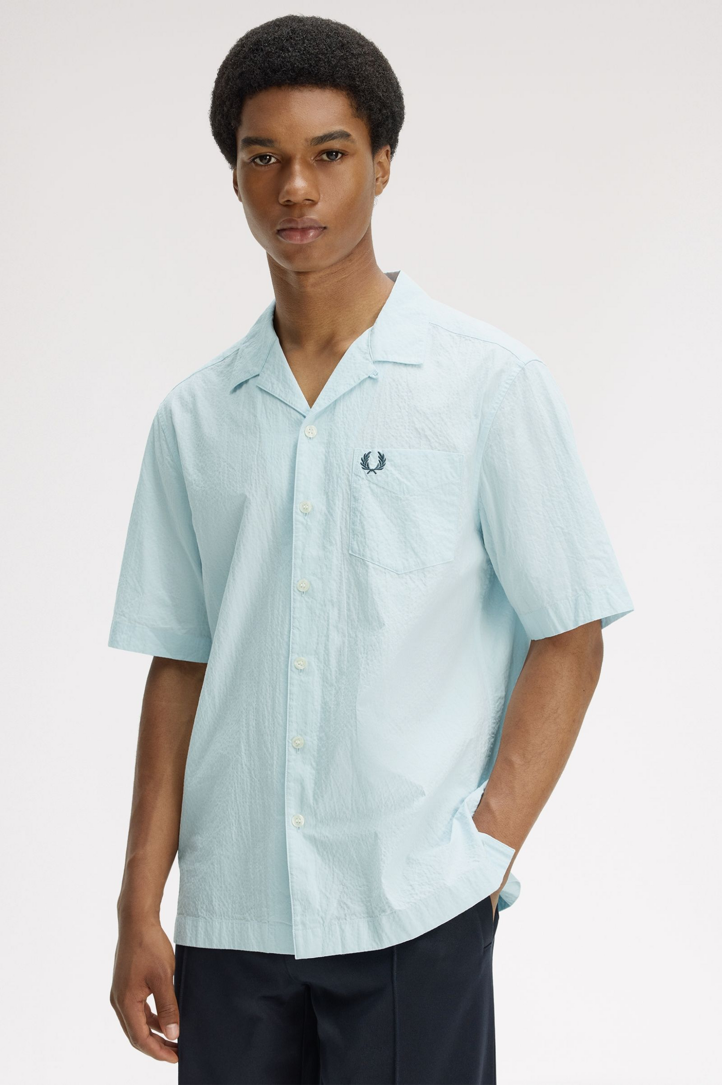 Fred Perry Seersucker Revere Collar Shirt M2471