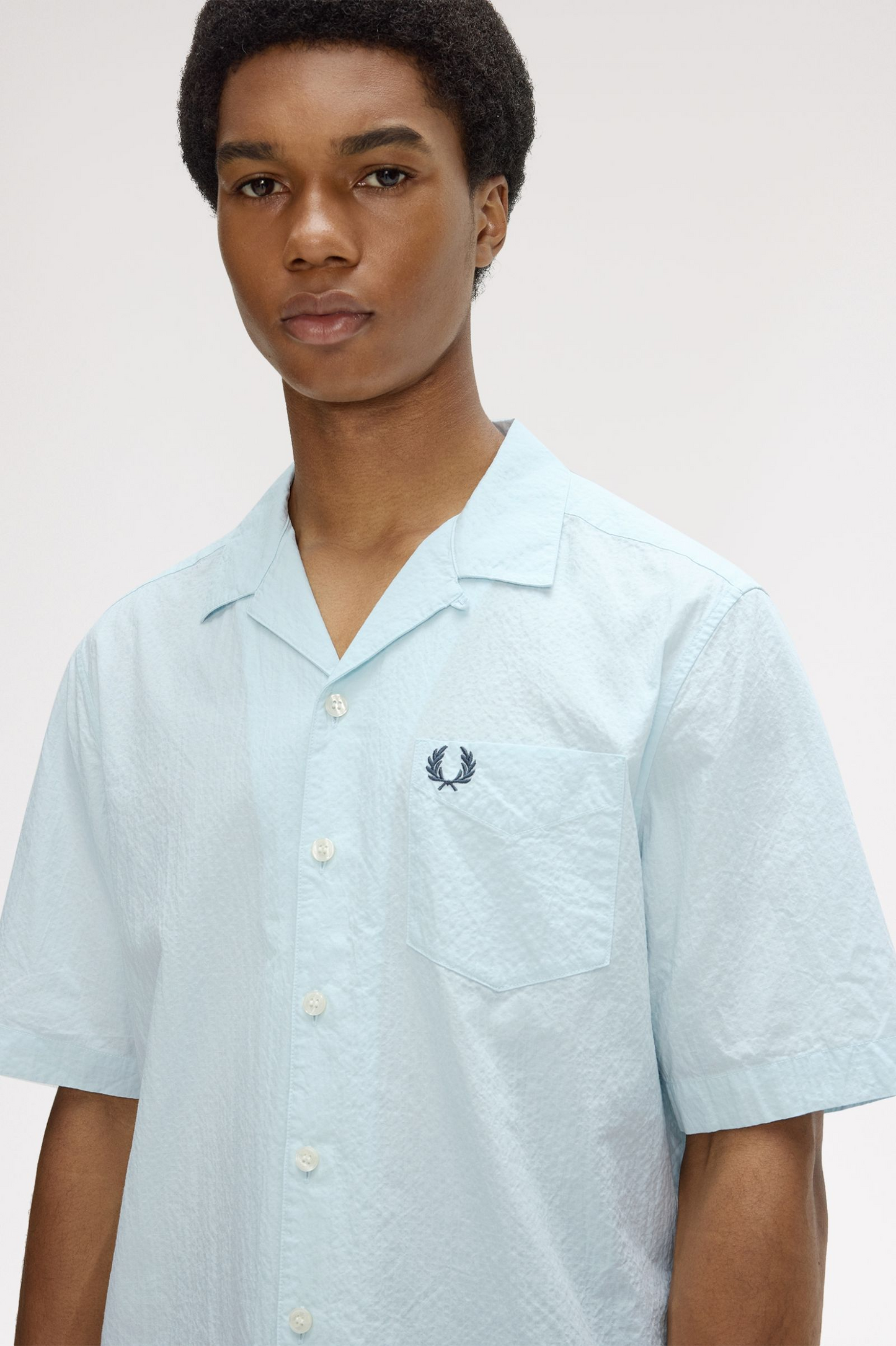 Fred Perry Seersucker Revere Collar Shirt M2471