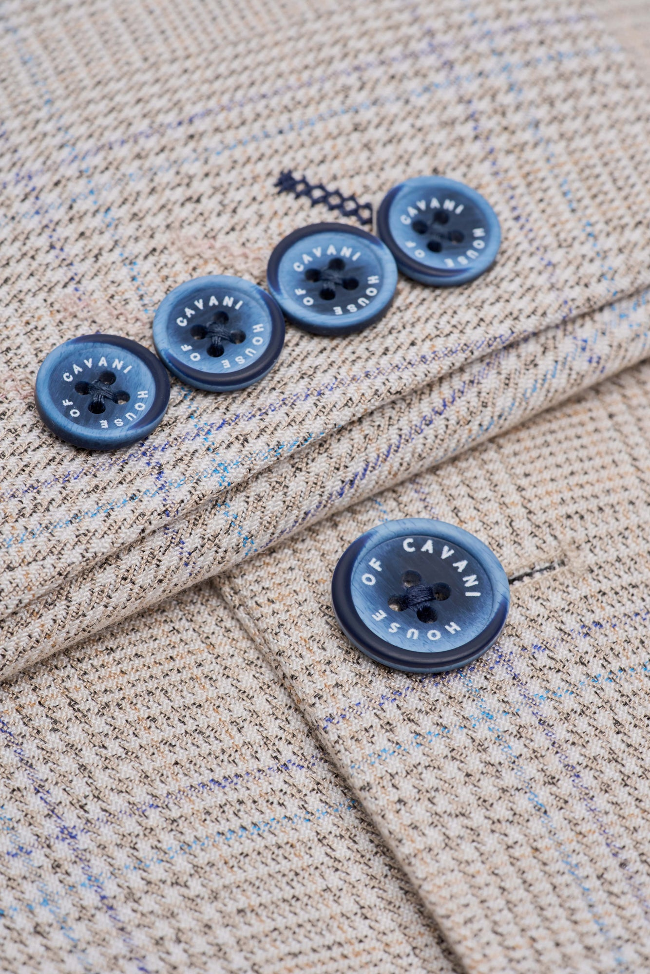 Cavani Caridi Beige Check Slim Fit Blazer