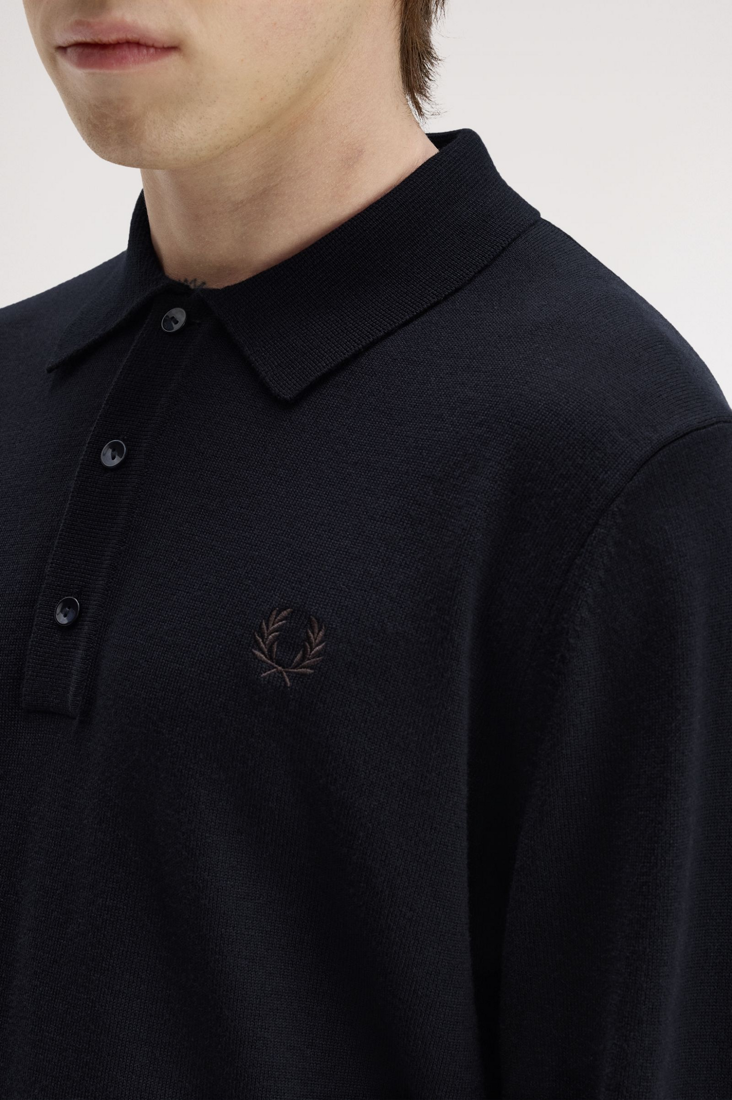 Fred Perry Long Sleeve Knitted Shirt K4535 Navy
