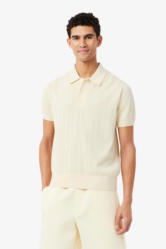 Lacoste Fluid Ribbed Knit Polo Collar Sweater
