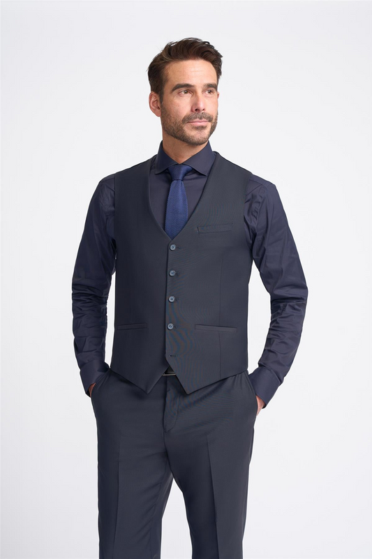 Cavani Bond Wool Rich Midnight Navy Waistcoat