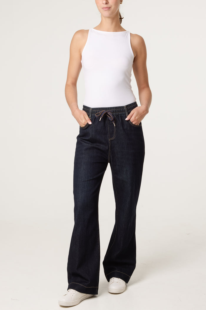 Nova of London Elastic Waist Front Drawstring Jeans
