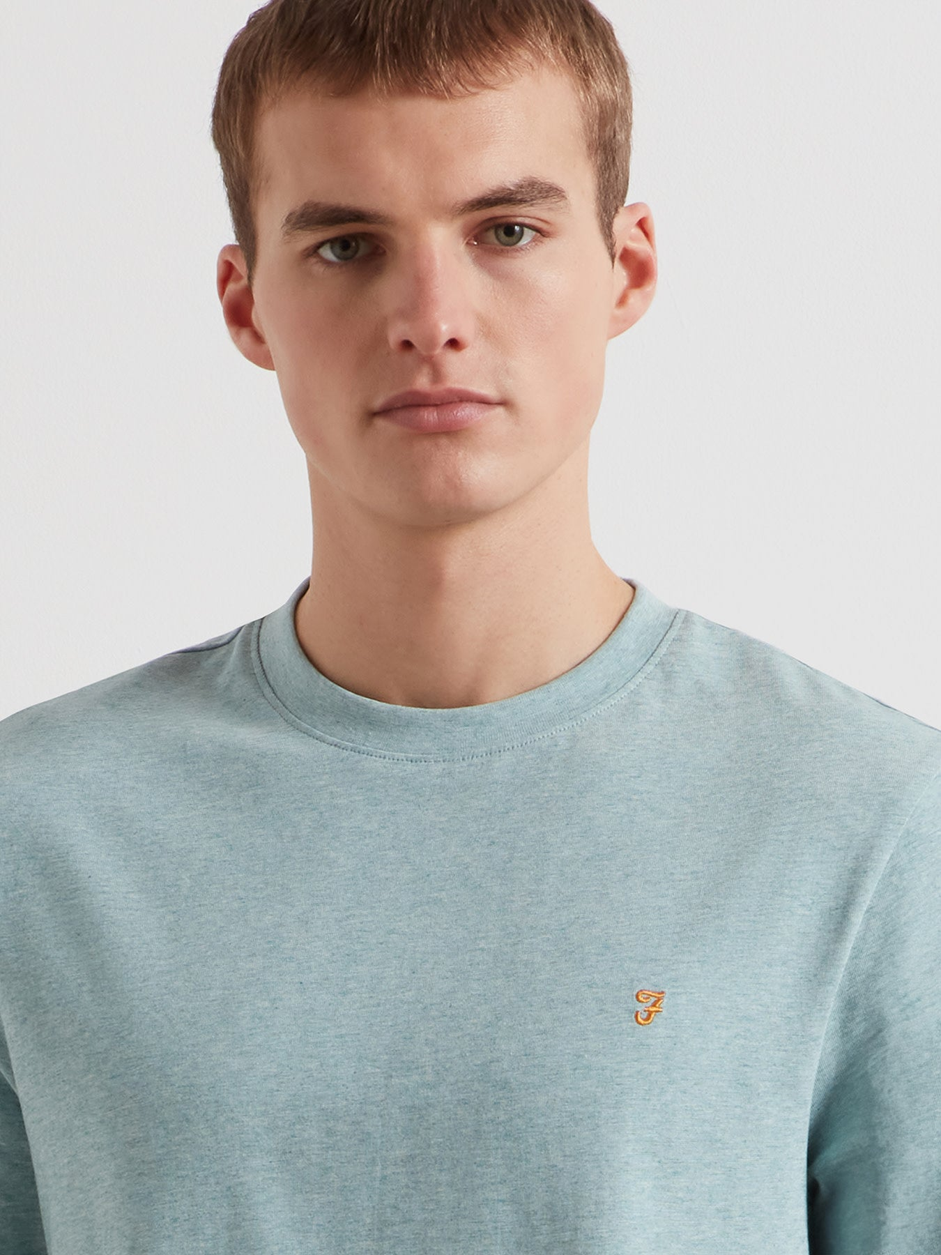 Farah Danny Regular Fit Organic Cotton T-Shirt In Green Mist Marl