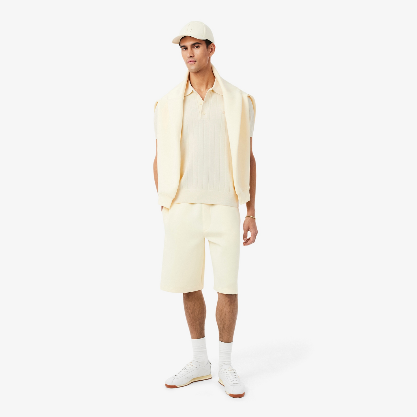 Lacoste Fluid Ribbed Knit Polo Collar Sweater