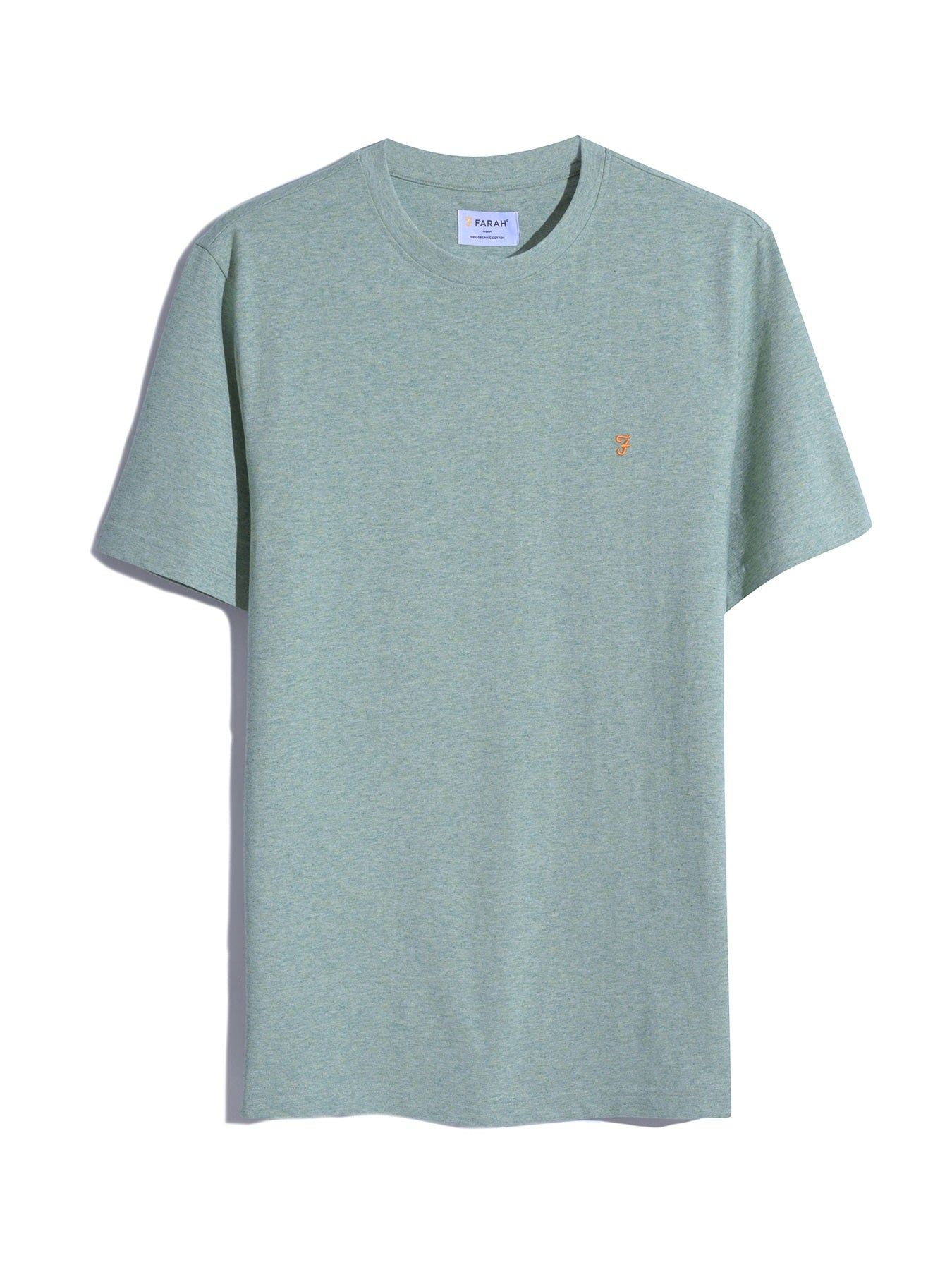 Farah Danny Regular Fit Organic Cotton T-Shirt In Green Mist Marl