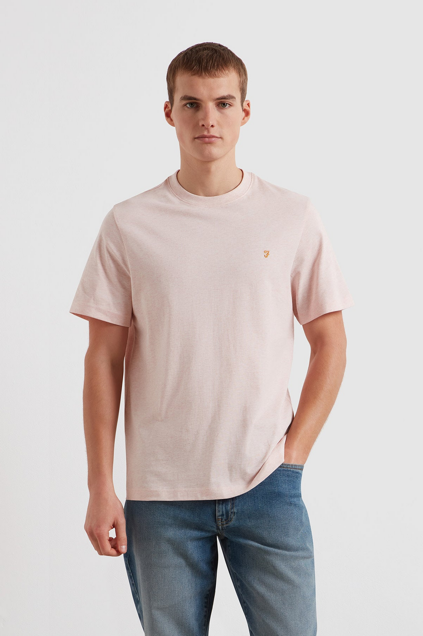 Farah Danny Regular Fit Organic Cotton T-Shirt In Pink Marl