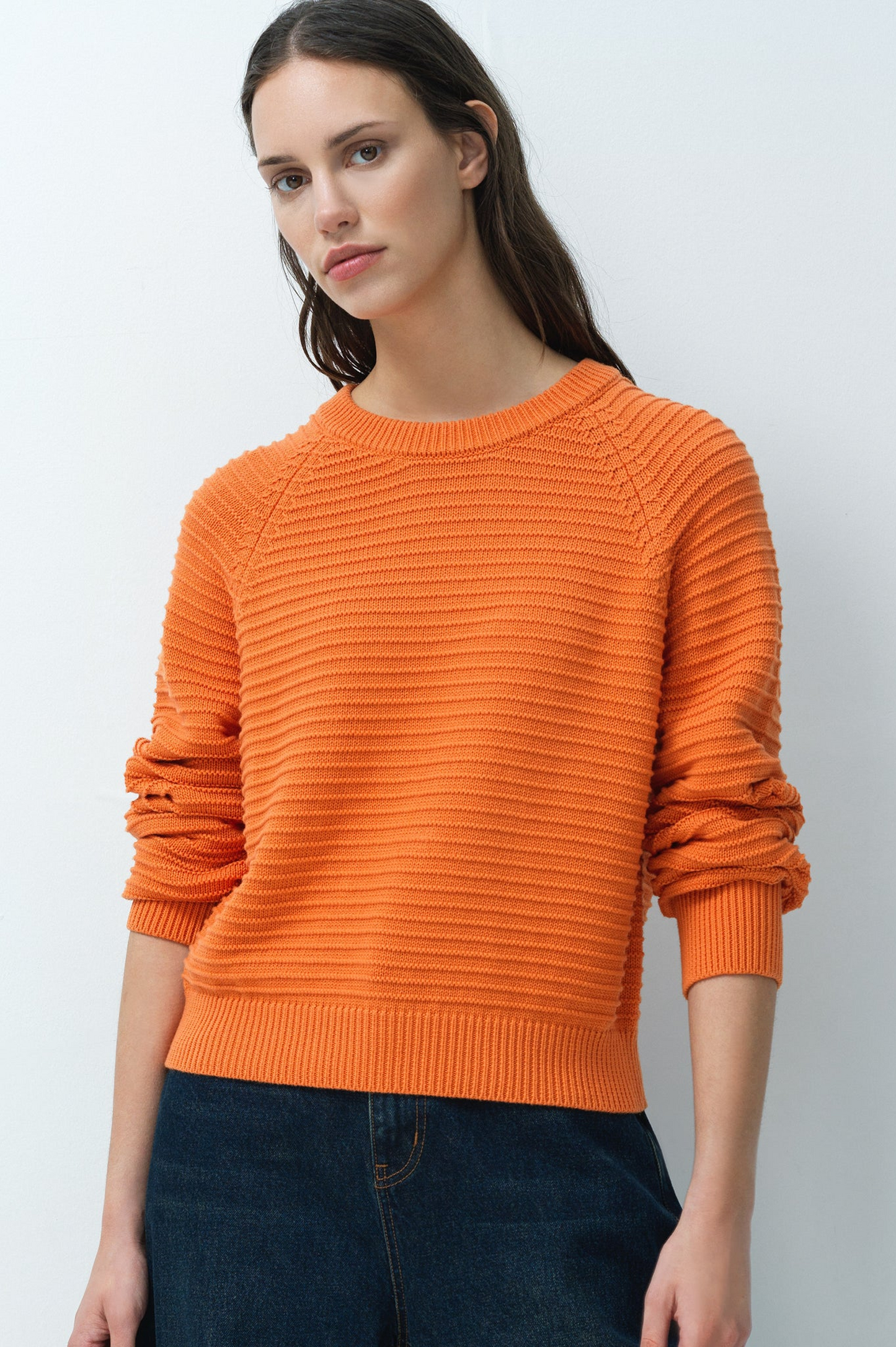 French Connection Lily Mozart Orange Purl Knit Jumper
