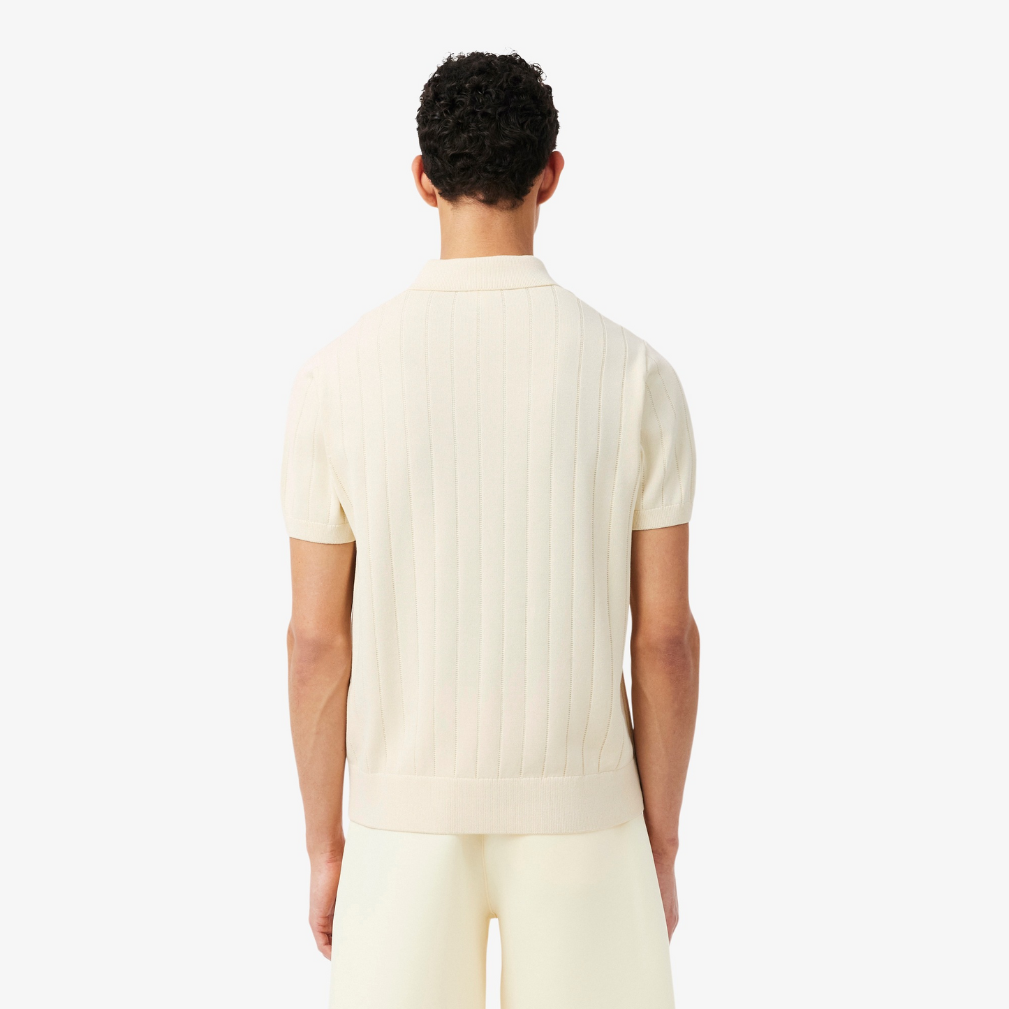 Lacoste Fluid Ribbed Knit Polo Collar Sweater