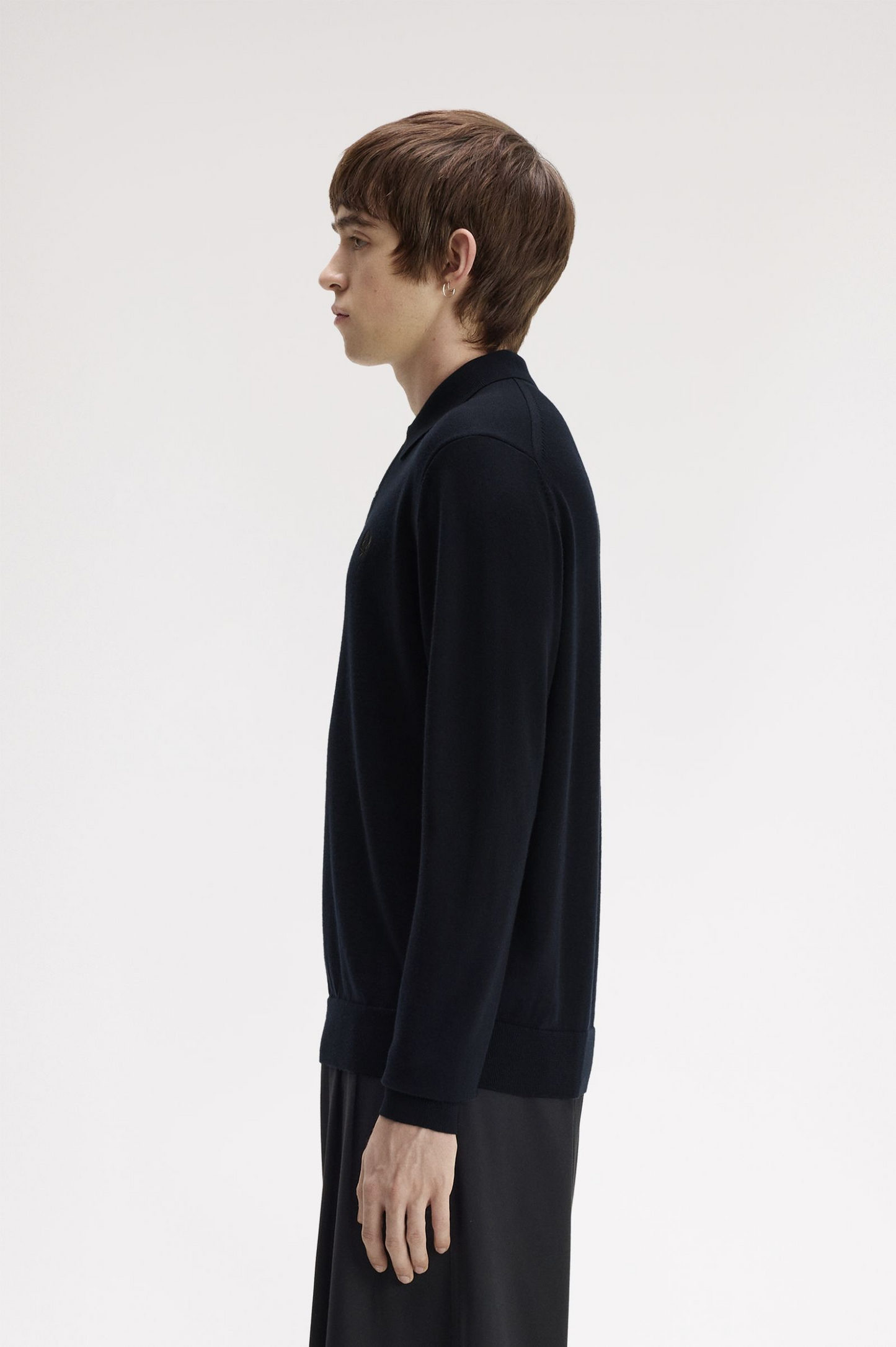 Fred Perry Long Sleeve Knitted Shirt K4535 Navy