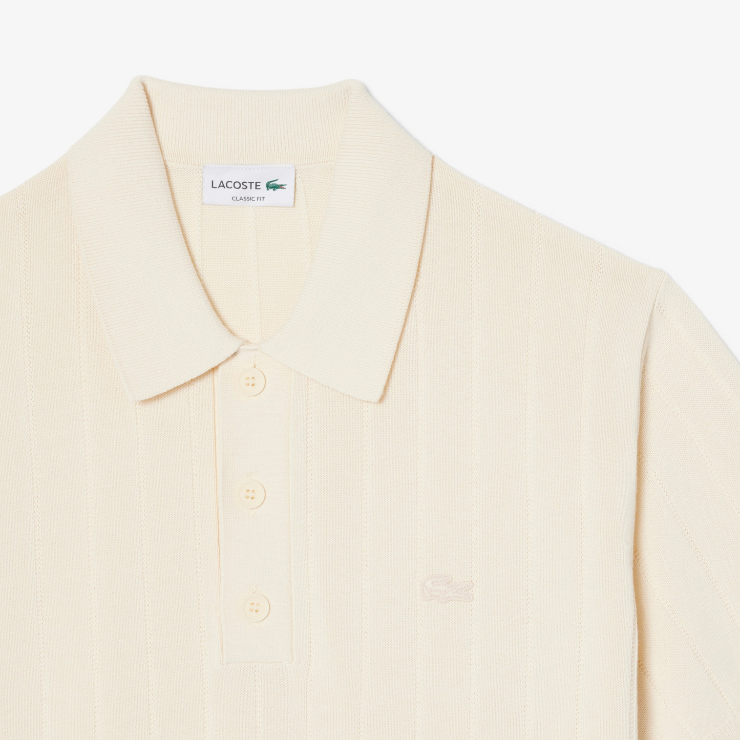 Lacoste Fluid Ribbed Knit Polo Collar Sweater