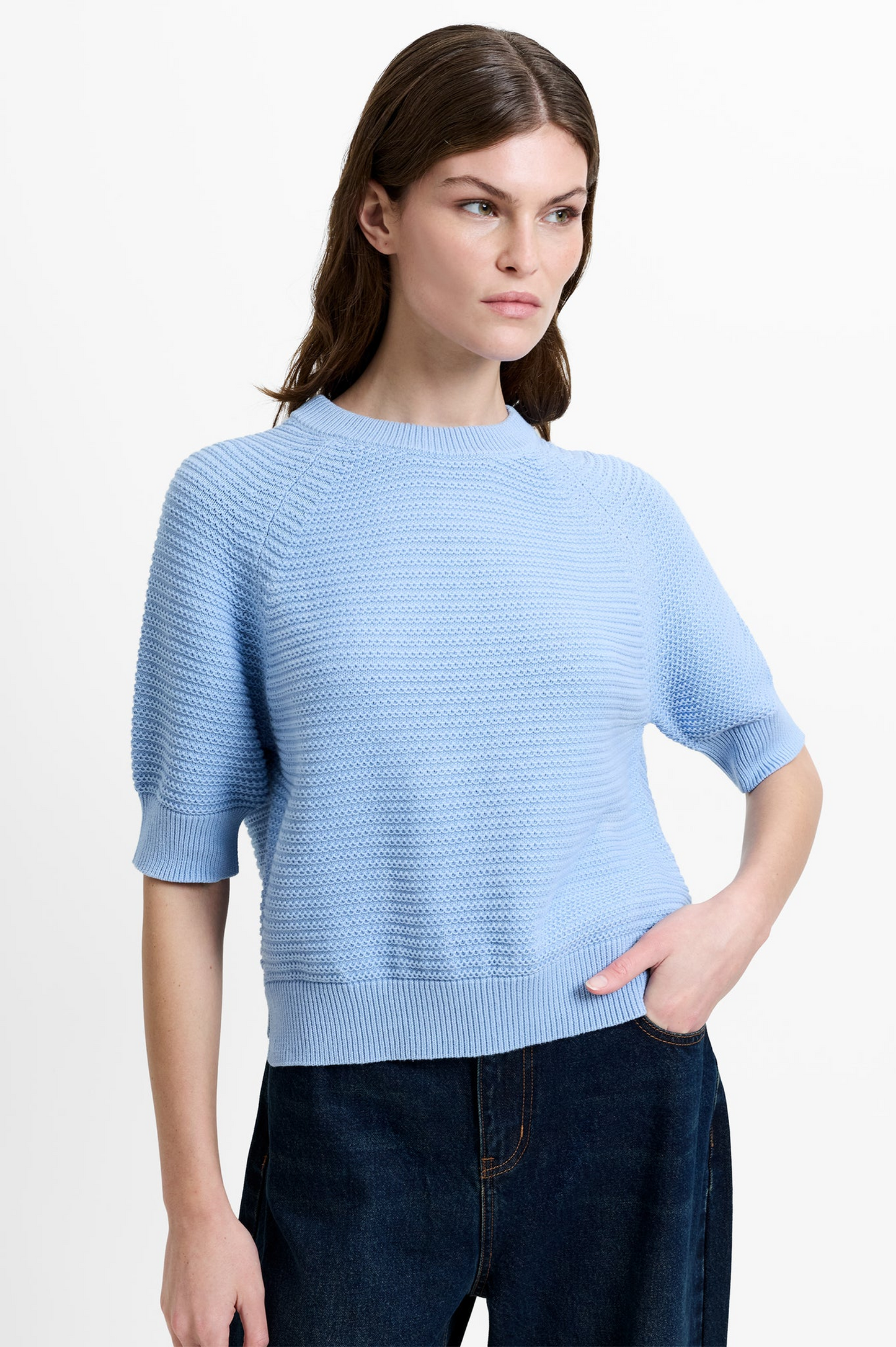 French Connection Lily Mozart Purl Knit Short Sleeve Jumper