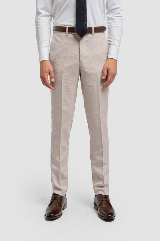 Cavani Caridi Beige Check Trousers