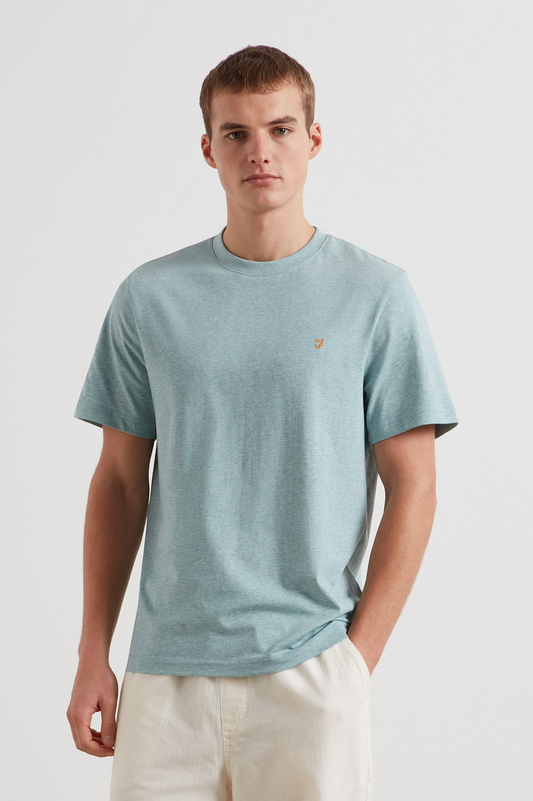 Farah Danny Regular Fit Organic Cotton T-Shirt In Green Mist Marl