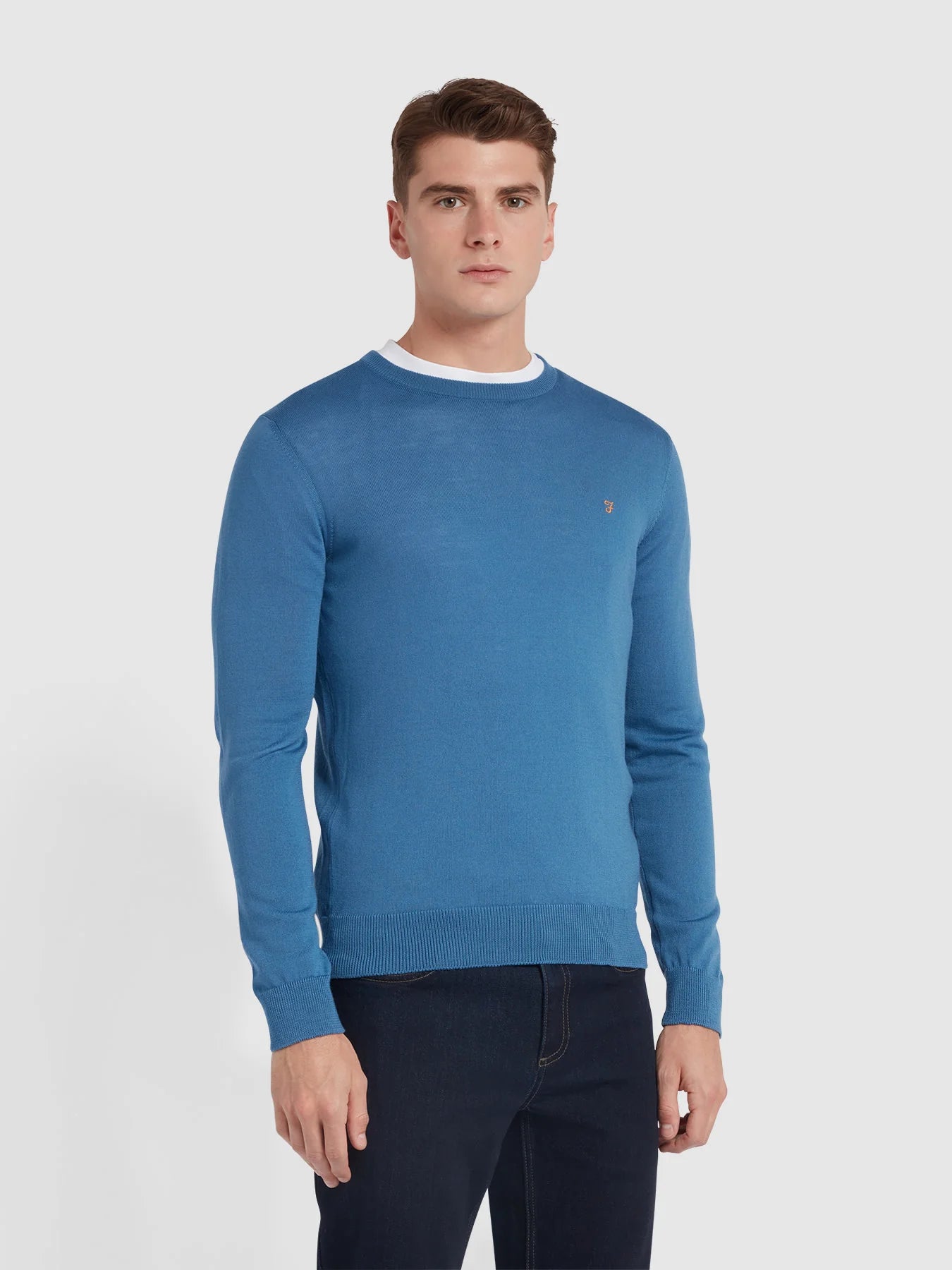 Farah Mullen Merino Wool Crew Neck Sweater