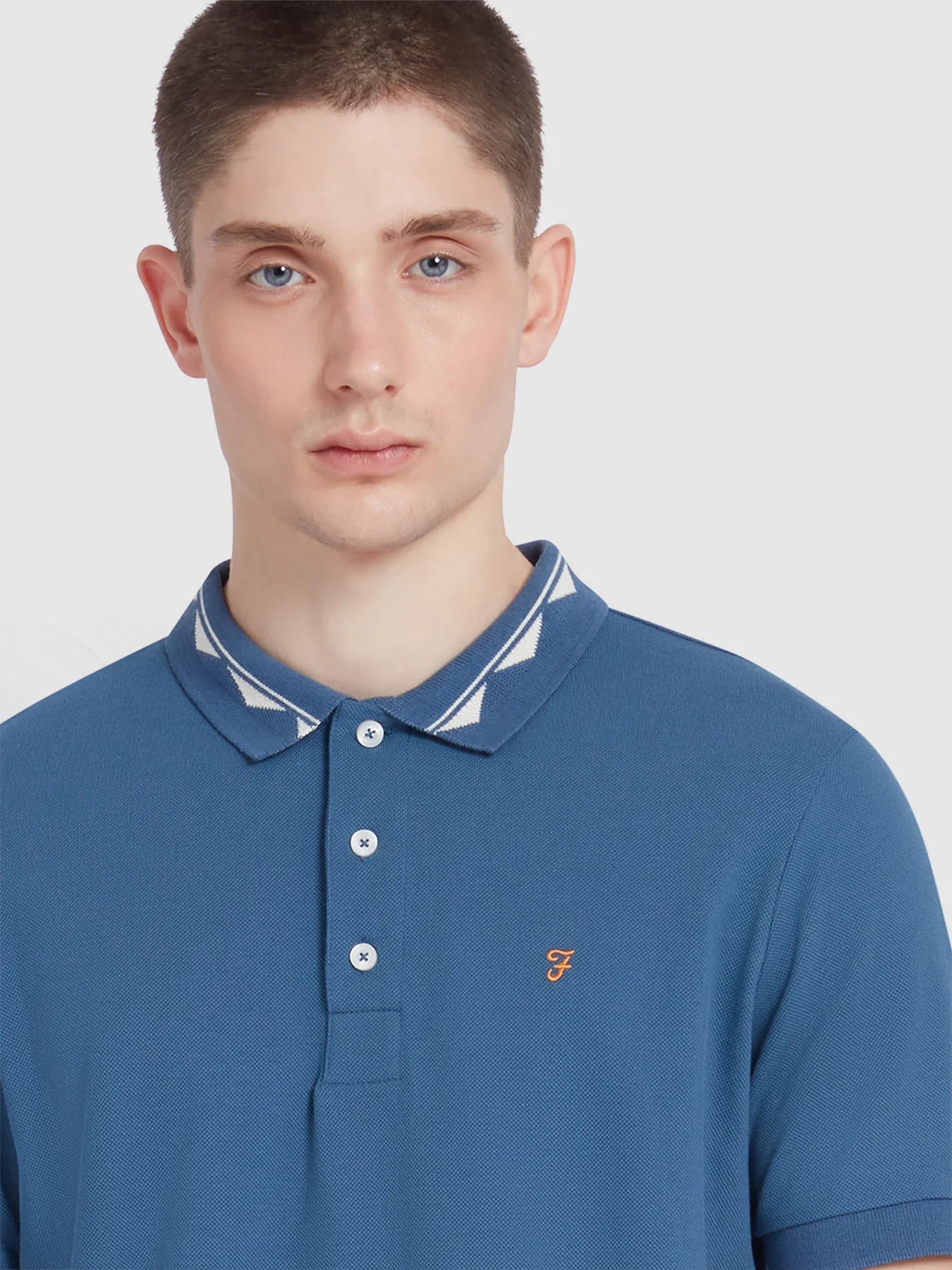 Farah Reeves Zig Zag Tipped Collar Polo Shirt