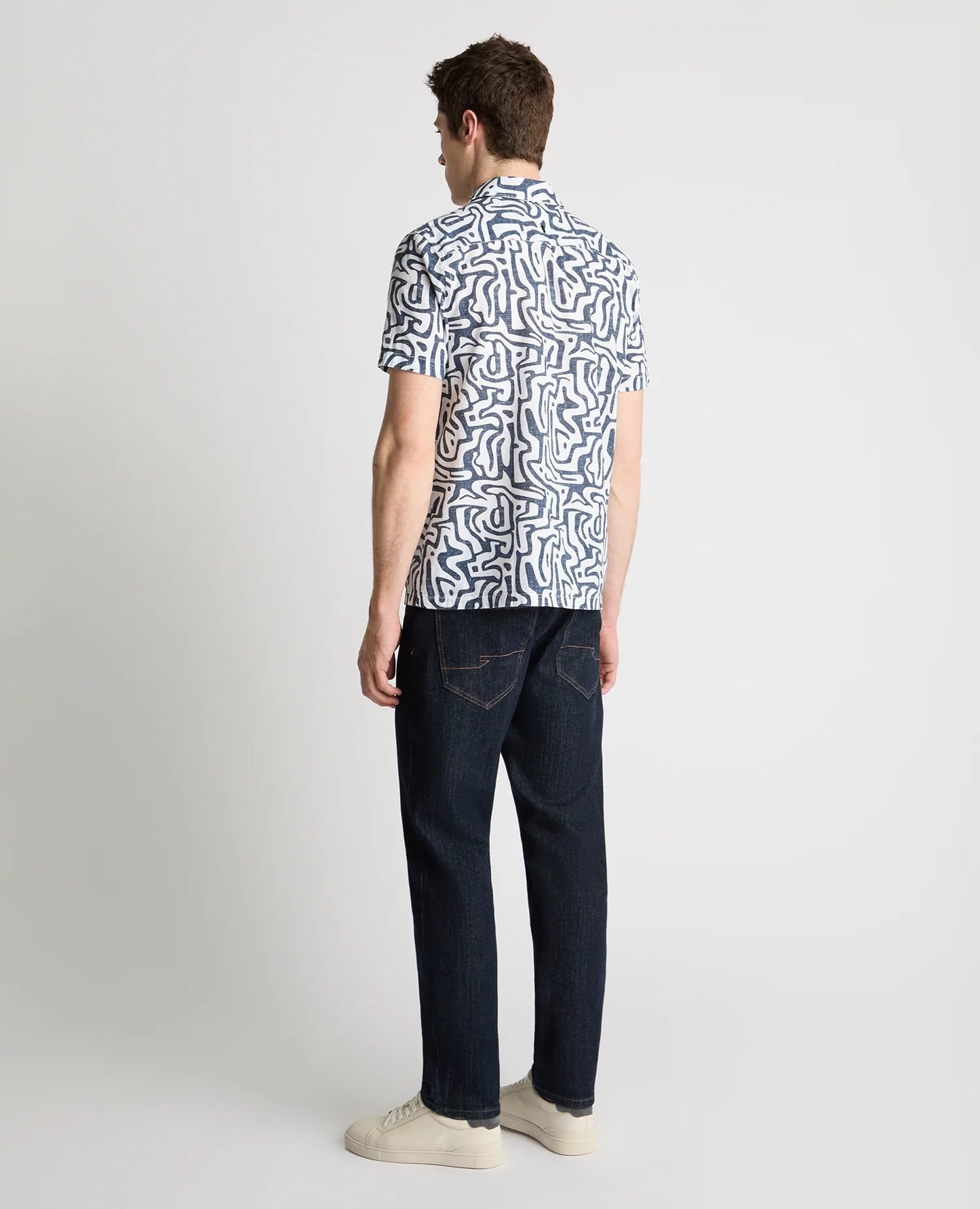 Remus Uomo Tapered Fit Cotton-Linen Print Shirt