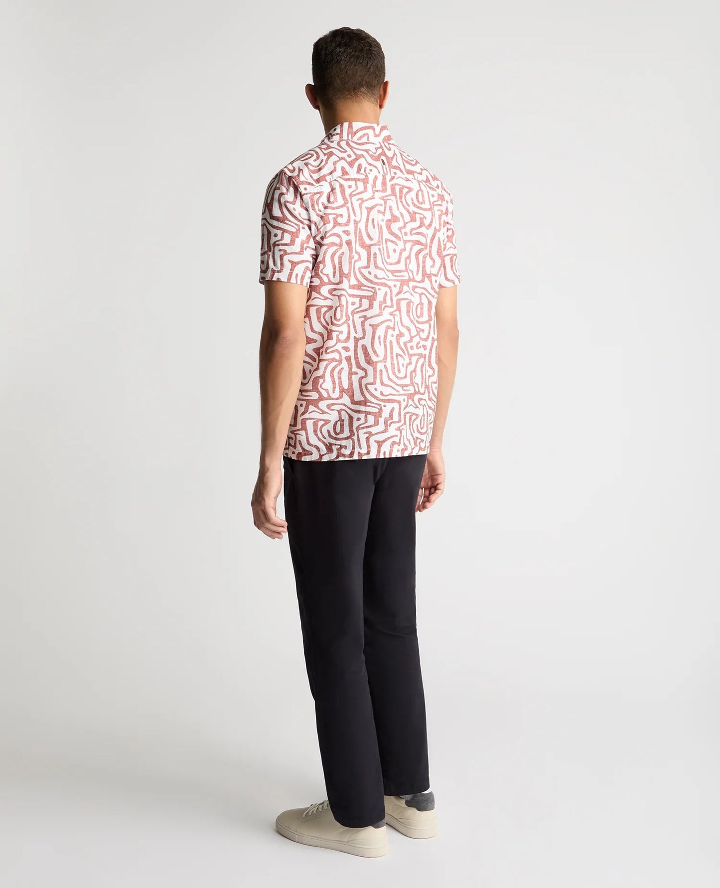 Remus Uomo Tapered Fit Cotton-Linen Print Shirt