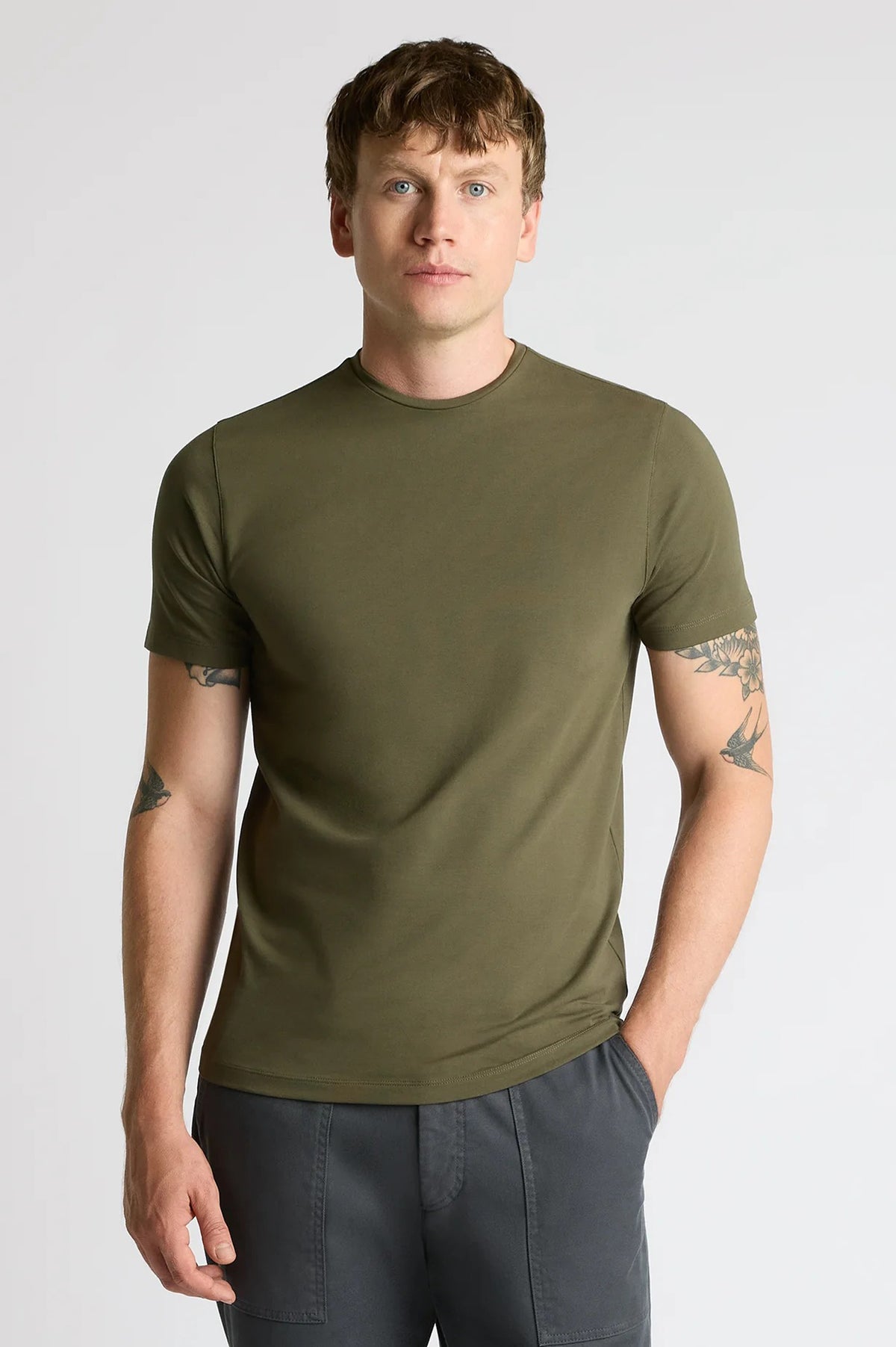 Remus Uomo Dark Green Plain Stretch T-Shirt